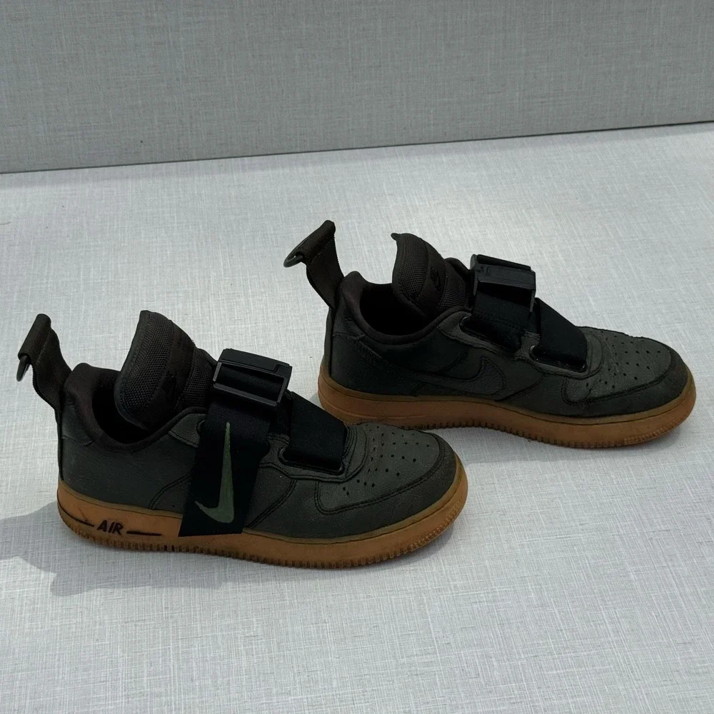 Nike Air Force 1 Utility Low Sequioa Sneakers Olive With Strap Gum Soles Men 8.5